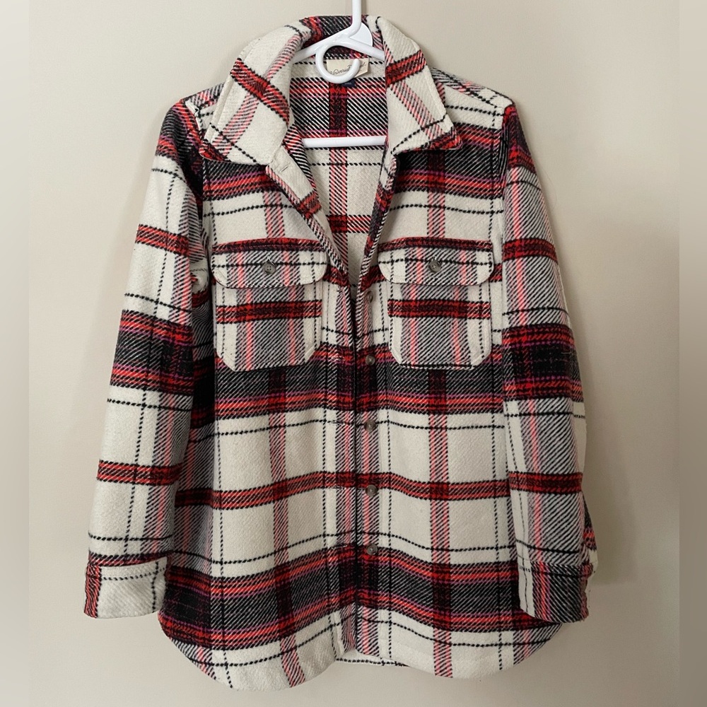 Universal Thread Cream, Red and Black Plaid Shacket